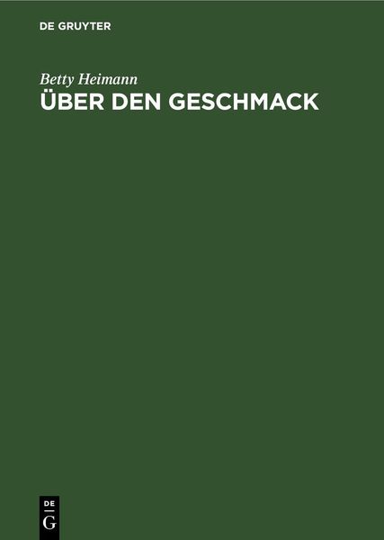 Produktbild: &Uuml;ber den Geschmack