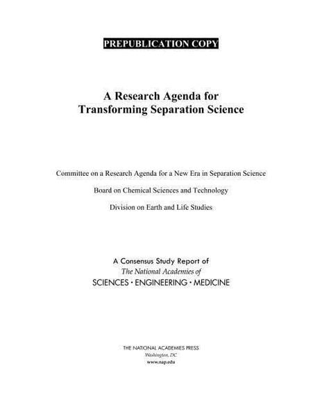 Produktbild: A Research Agenda for Transforming Separation Science
