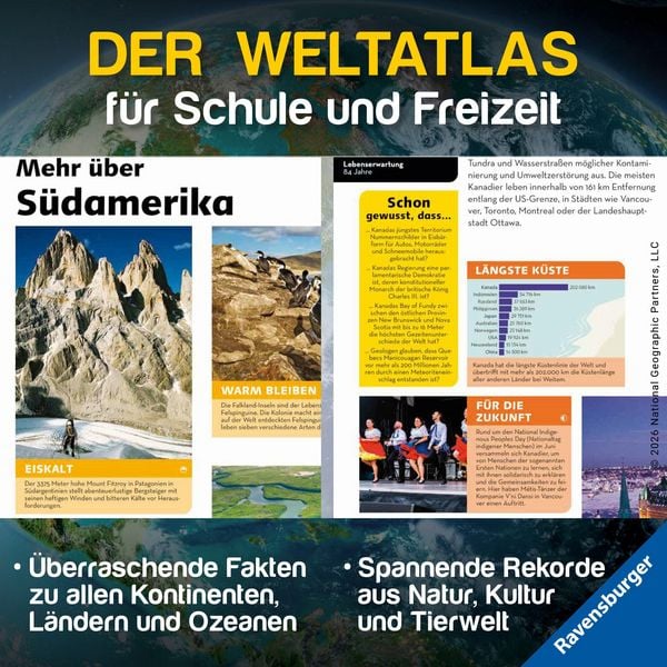 Produktbild: National Geographic Kids Weltatlas - Fremde Kulturen, gro&szlig;artige Naturwunder und wilde Tiere entdecken: Kinderatlas f&uuml;r Kids ab 8 Jahren