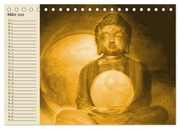 Produktbild: Buddha und Yin Yang (Tischkalender 2026 DIN A5 quer), CALVENDO Monatskalender