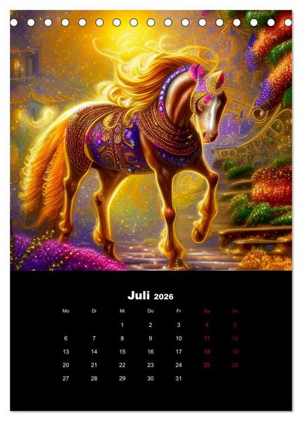 Produktbild: Pferde im goldenen Kleid (Tischkalender 2026 DIN A5 hoch), CALVENDO Monatskalender
