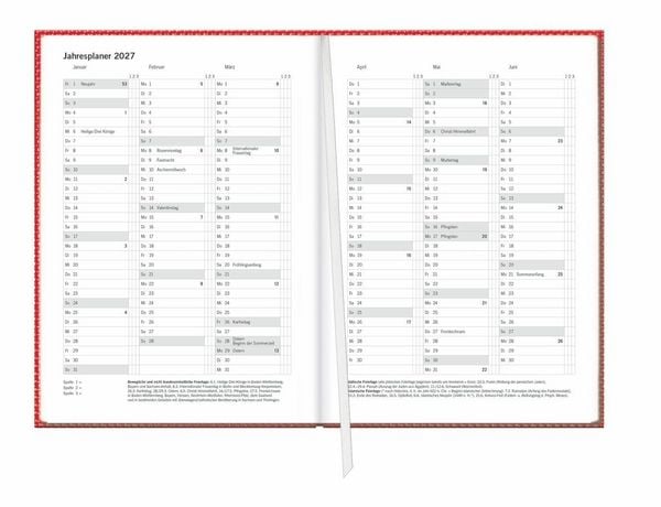 Produktbild: Terminer A6, Struktur rot 2027