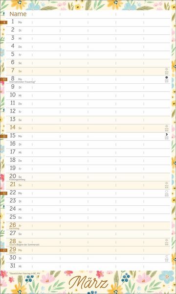 Produktbild: Deko-Familienplaner mit Tasche Flower Time 2027