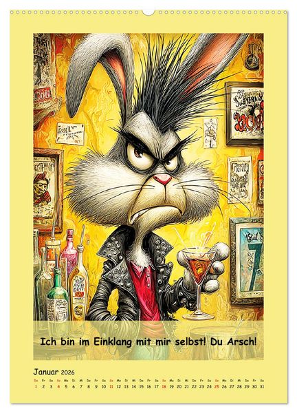 Produktbild: Kneipen-Hasen. Trinkende Spr&uuml;cheklopfer (Wandkalender 2026 DIN A2 hoch), CALVENDO Monatskalender
