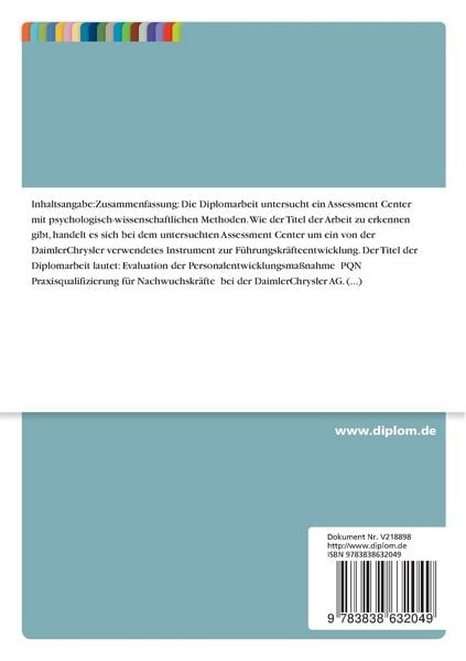 Produktbild: Evaluation der Personalentwicklungsma&szlig;nahme "PQN - Praxisqualifizierung f&uuml;r Nachwuchskr&auml;fte" bei der DaimlerChrysler AG