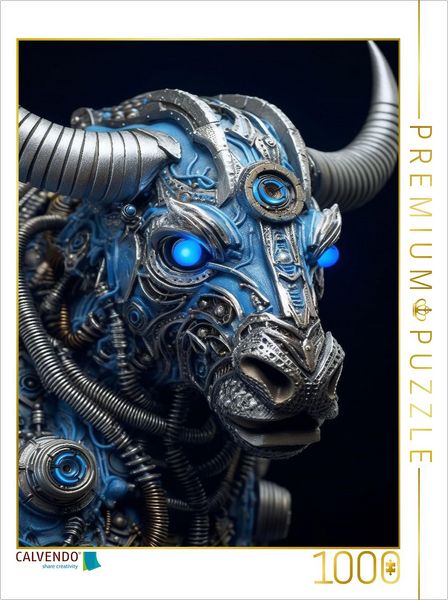 Produktbild: CALVENDO Puzzle B&uuml;ffel - ein Cyborg Tier in Verbindung mit Elementen des Steampunk | 1000 Teile Lege-Gr&ouml;&szlig;e 64x48cm Foto-Puzzle f&uuml;r gl&uuml;ckliche Stunden