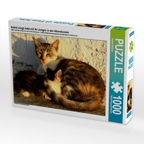 Produktbild: CALVENDO Puzzle Astrid s&auml;ugt liebevoll ihr Junges in der Abendsonne | 1000 Teile Lege-Gr&ouml;&szlig;e 64x48cm Foto-Puzzle f&uuml;r gl&uuml;ckliche Stunden