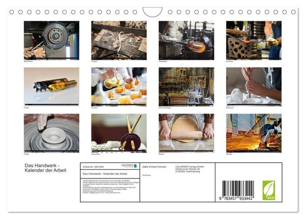 Produktbild: Das Handwerk - Kalender der Arbeit (Wandkalender 2026 DIN A4 quer), CALVENDO Monatskalender