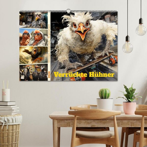 Produktbild: Verr&uuml;ckte H&uuml;hner (Wandkalender 2026 DIN A2 quer), CALVENDO Monatskalender