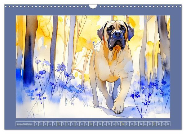 Produktbild: Majest&auml;tische English Mastiffs. Sanfte Riesen in Aquarell-Eleganz (Wandkalender 2026 DIN A3 quer), CALVENDO Monatskalender