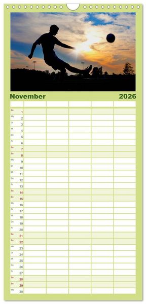 Produktbild: Familienplaner 2026 - Leidenschaft Fu&szlig;ball mit 5 Spalten (Wandkalender, 21 x 45 cm) CALVENDO