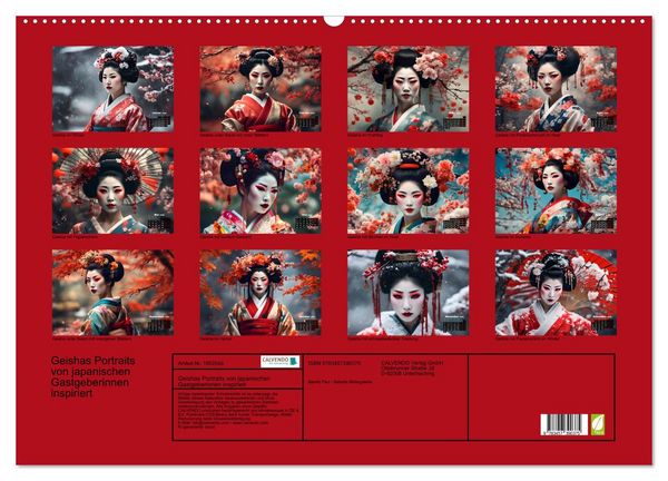 Produktbild: Geishas Portraits von japanischen Gastgeberinnen inspiriert (Wandkalender 2026 DIN A2 quer), CALVENDO Monatskalender