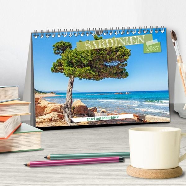 Produktbild: Sardinien Insel mit Meerblick (Tischkalender 2027 DIN A5 quer), CALVENDO Monatskalender