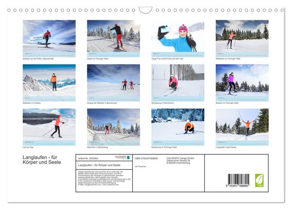 Produktbild: Langlaufen - f&uuml;r K&ouml;rper und Seele (Wandkalender 2026 DIN A3 quer), CALVENDO Monatskalender