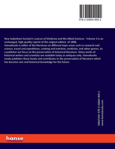 Produktbild: New Sydenham Society's Lexicon of Medicine and the Allied Sciences