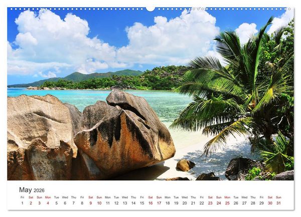 Produktbild: Dreamy Beaches of the Seychelles (High Quality Premium Wall Calendar 2026 DIN A2 landscape),CALVENDO 12 Month Wall Calendar