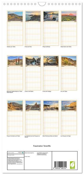 Produktbild: Familienplaner 2026 - Faszination Teneriffa mit 5 Spalten (Wandkalender, 21 x 45 cm) CALVENDO