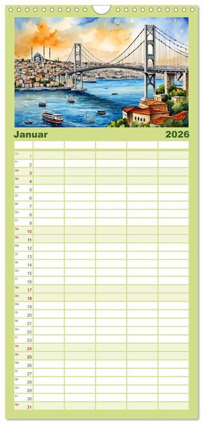 Produktbild: Familienplaner 2026 - T&uuml;rkei - Land auf zwei Kontinenten mit 5 Spalten (Wandkalender, 21 x 45 cm) CALVENDO