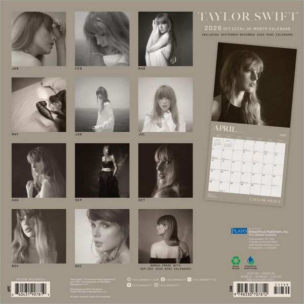 Produktbild: Taylor Swift Official 2026 12 X 24 Inch (Hanging) Monthly Square Wall Calendar