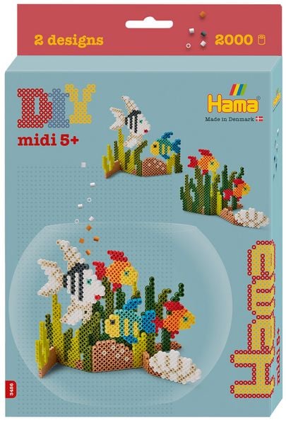Produktbild: Hama 3456 - DIY B&uuml;gelperlen Midi 5+, Motiv Aquarium, Geschenkpackung, 2000 St&uuml;ck