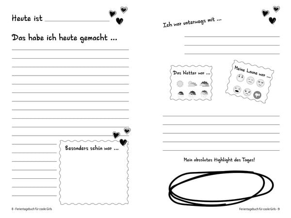 Produktbild: Ferientagebuch f&uuml;r coole Girls - f&uuml;r Reise, Urlaub und Ferien zu Hause