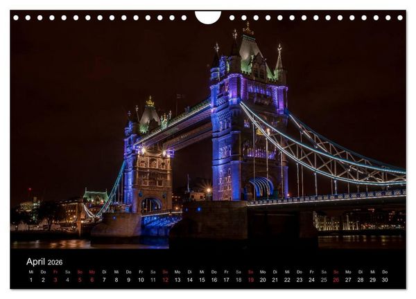 Produktbild: London - Nachts an der Themse (Wandkalender 2026 DIN A4 quer), CALVENDO Monatskalender