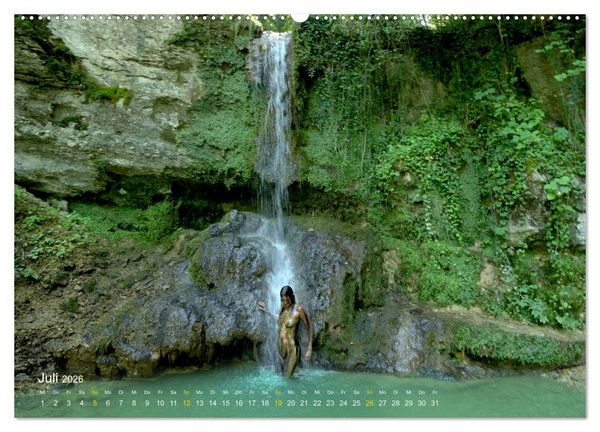Produktbild: BODYPAINTING AM WASSERFALL VON LINN (Wandkalender 2026 DIN A2 quer), CALVENDO Monatskalender