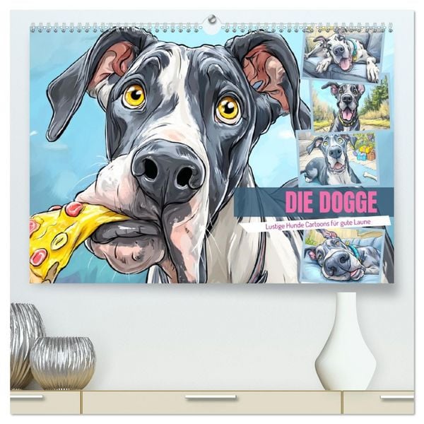 Die Dogge. Lustige Hunde Cartoons für gute Laune (hochwertiger Premium Wandkalender 2026 DIN A2 quer), Kunstdruck in Hochglanz