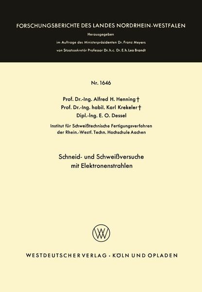 Produktbild: Schneid- und Schwei&szlig;versuche mit Elektronenstrahlen