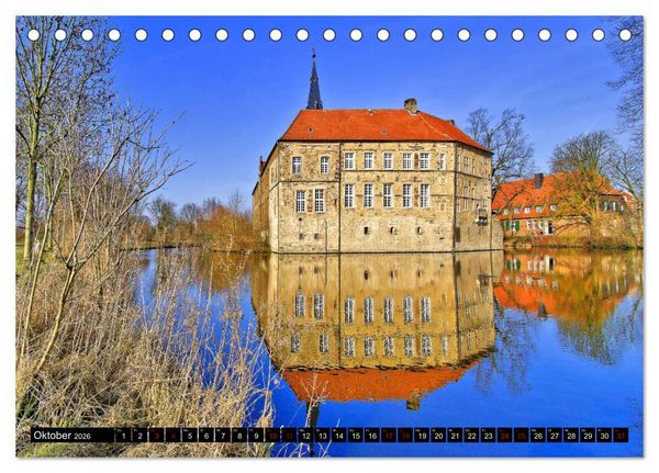 Produktbild: M&uuml;nsterland Romantik - Romantische Schl&ouml;sser und Wasserburgen (Tischkalender 2026 DIN A5 quer), CALVENDO Monatskalender