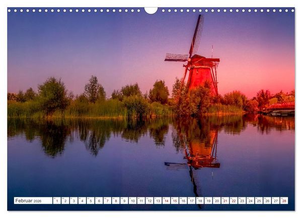 Produktbild: Die Windm&uuml;hlen von Kinderdijk - UNESCO Welterbe (Wandkalender 2026 DIN A3 quer), CALVENDO Monatskalender