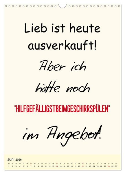 Produktbild: Spr&uuml;che-Kalender. Lustiges f&uuml;r die Familie! (Wandkalender 2026 DIN A3 hoch), CALVENDO Monatskalender