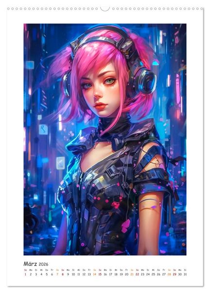 Produktbild: Coole Cyber Girls (Wandkalender 2026 DIN A2 hoch), CALVENDO Monatskalender