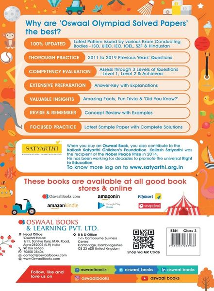 Produktbild: Oswaal One for All Olympiad Previous Years' Solved Papers, Class-3 English Book (For 2021-22 Exam)