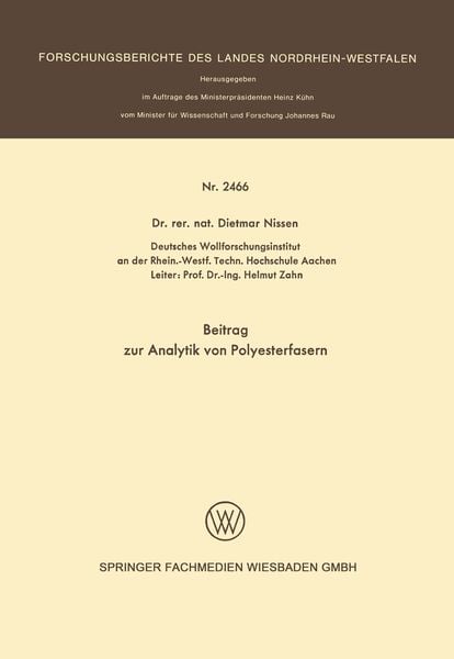 Produktbild: Beitrag zur Analytik von Polyesterfasern