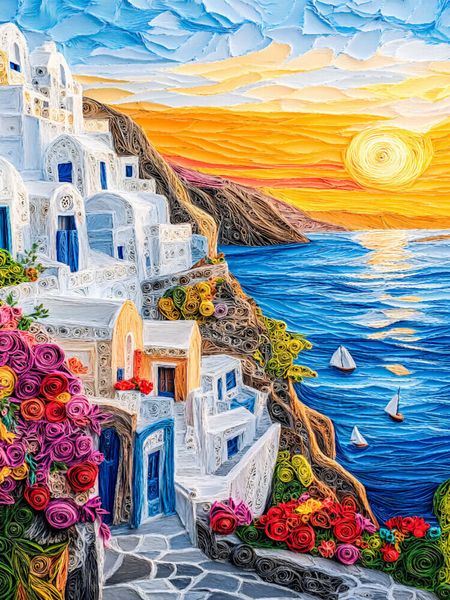 Produktbild: CALVENDO Puzzle Santorin mit Sonnenuntergang | 1000 Teile Lege-Gr&ouml;&szlig;e 64x48cm Foto-Puzzle f&uuml;r gl&uuml;ckliche Stunden