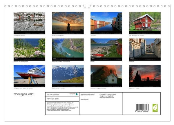 Produktbild: Norwegen 2026 (Wandkalender 2026 DIN A3 quer), CALVENDO Monatskalender
