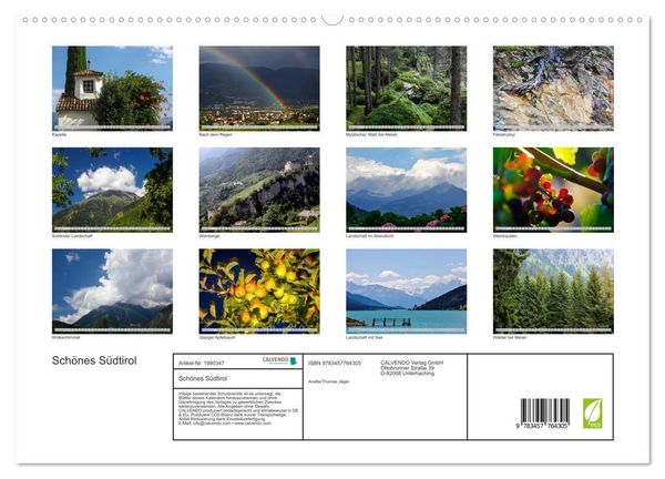 Produktbild: Sch&ouml;nes S&uuml;dtirol (hochwertiger Premium Wandkalender 2026 DIN A2 quer), Kunstdruck in Hochglanz