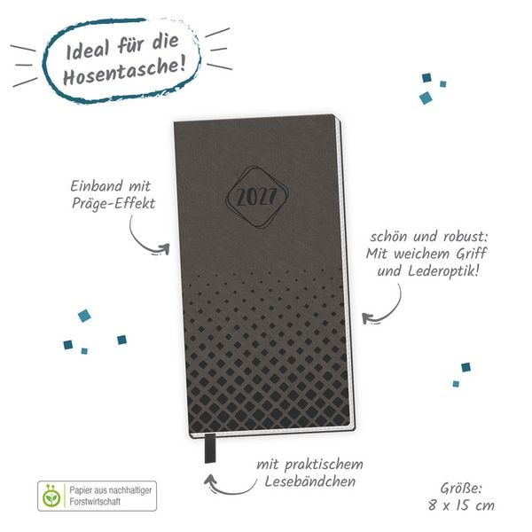 Produktbild: TR&Ouml;TSCH - Taschenterminer Soft Touch Anthrazit 2027