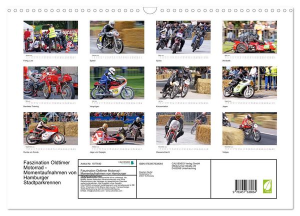 Produktbild: Faszination Oldtimer Motorrad - Momentaufnahmen von Hamburger Stadtparkrennen (Wandkalender 2026 DIN A3 quer), CALVENDO Monatskalender