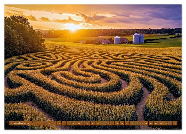 Produktbild: Faszination LABYRINTH - unterwegs in der Natur (Wandkalender 2026 DIN A3 quer), CALVENDO Monatskalender