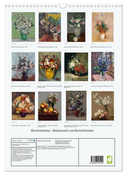 Produktbild: Blumenstr&auml;u&szlig;e - Bl&uuml;tenpracht und Blumenfreuden (Wandkalender 2026 DIN A3 hoch), CALVENDO Monatskalender