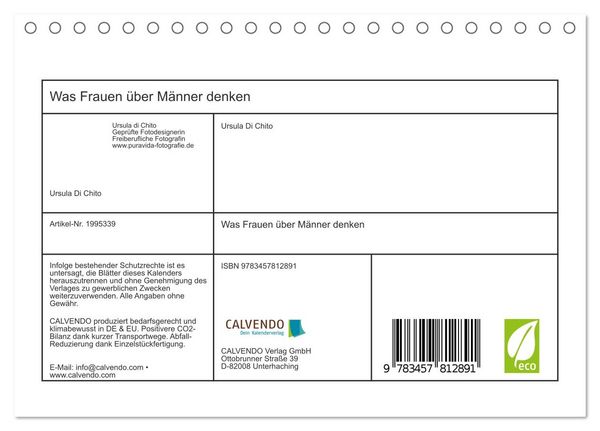 Produktbild: Was Frauen &uuml;ber M&auml;nner denken (Tischkalender 2026 DIN A5 quer), CALVENDO Monatskalender