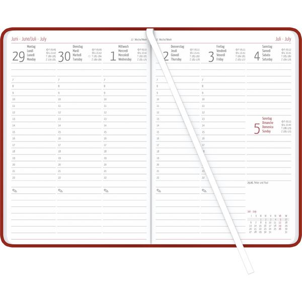 Wochenplaner Tucson rot 2026 - Büro-Kalender A5 - Cheftimer - red - 1 Woche 2 Seiten - 128 Seiten - Tucson-Einband - Zettler