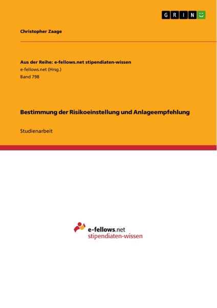 Produktbild: Bestimmung der Risikoeinstellung und Anlageempfehlung