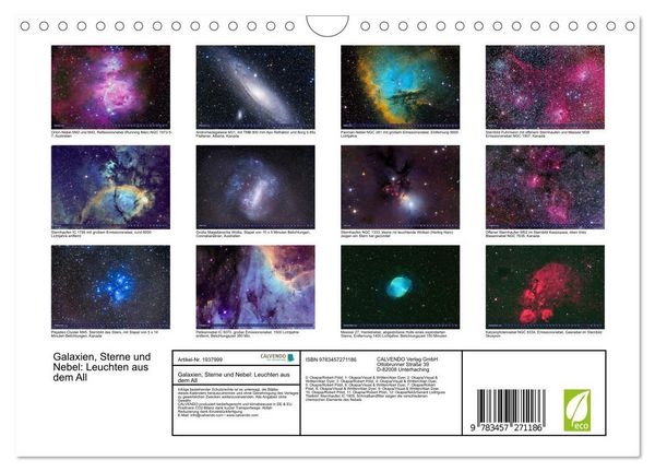 Produktbild: Galaxien, Sterne und Nebel: Leuchten aus dem All (Wandkalender 2026 DIN A4 quer), CALVENDO Monatskalender
