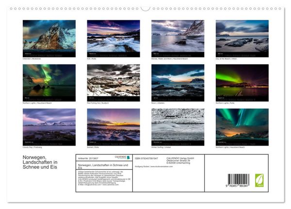 Produktbild: Norwegen, Landschaften in Schnee und Eis (hochwertiger Premium Wandkalender 2026 DIN A2 quer), Kunstdruck in Hochglanz