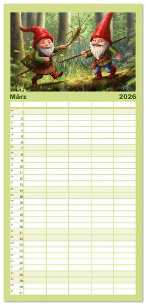 Produktbild: Familienplaner 2026 - Wichtelwelten - Ein Jahr im Verborgenen mit 5 Spalten (Wandkalender, 21 x 45 cm) CALVENDO