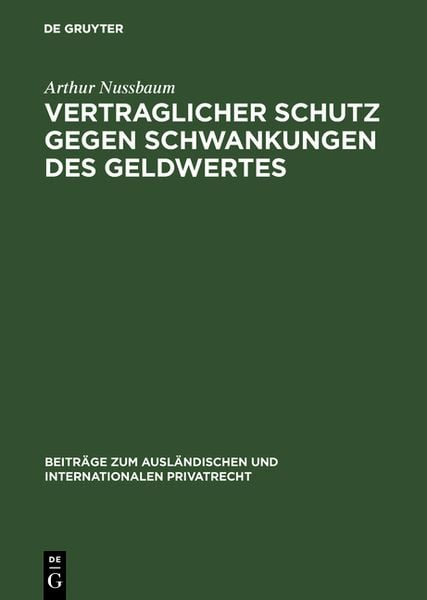 Produktbild: Vertraglicher Schutz gegen Schwankungen des Geldwertes