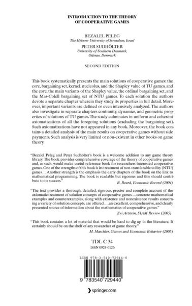 Produktbild: Introduction to the Theory of Cooperative Games